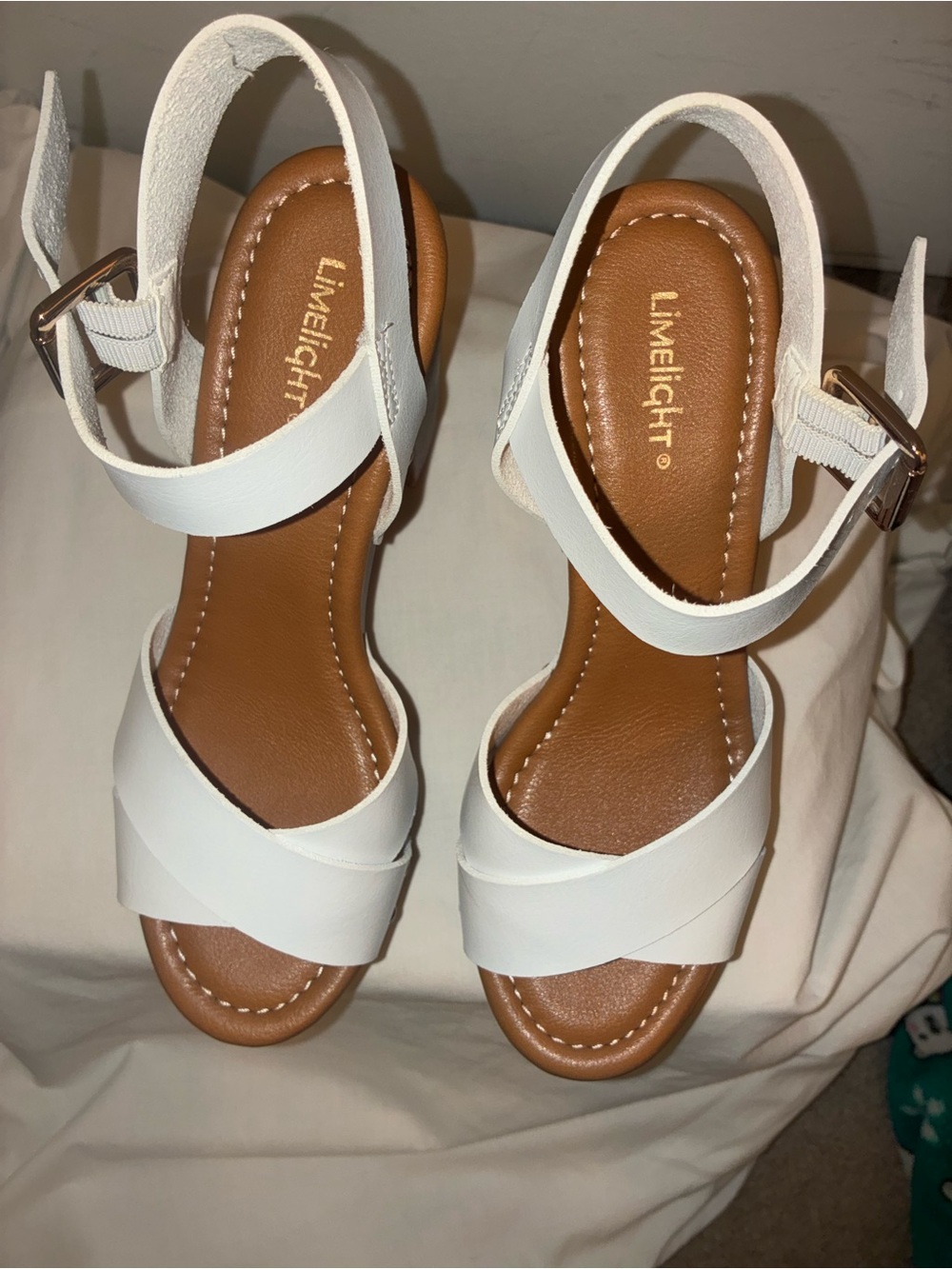Limelight White Cross-Front Ankle Strap Sandals